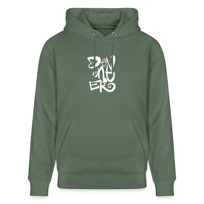 Witte letters Deventer trui. Uniseks bio-hoodie. - dennengroen