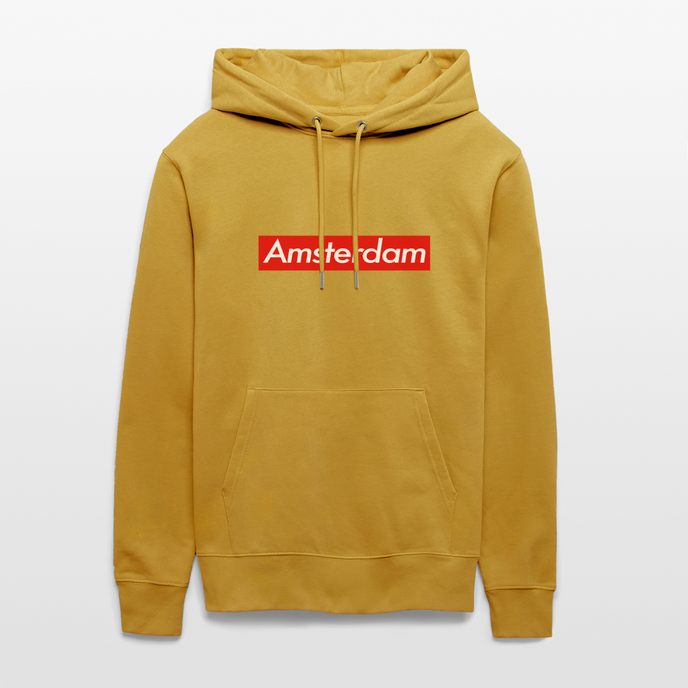 Amsterdam hoodie. Uniseks bio-hoodie. - oker