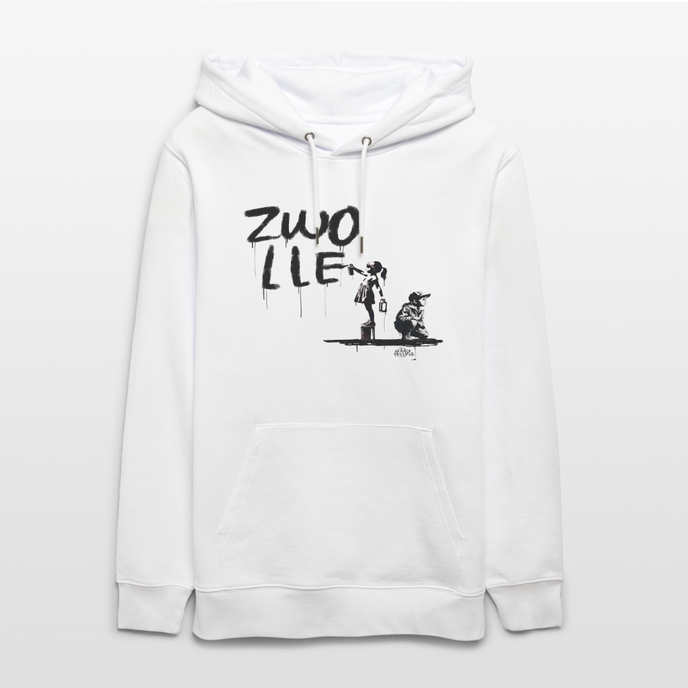 Boefjes Zwolle. Uniseks bio-hoodie. - wit