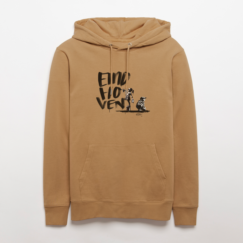 Boefjes Eindhoven. Uniseks bio-hoodie. - Latte