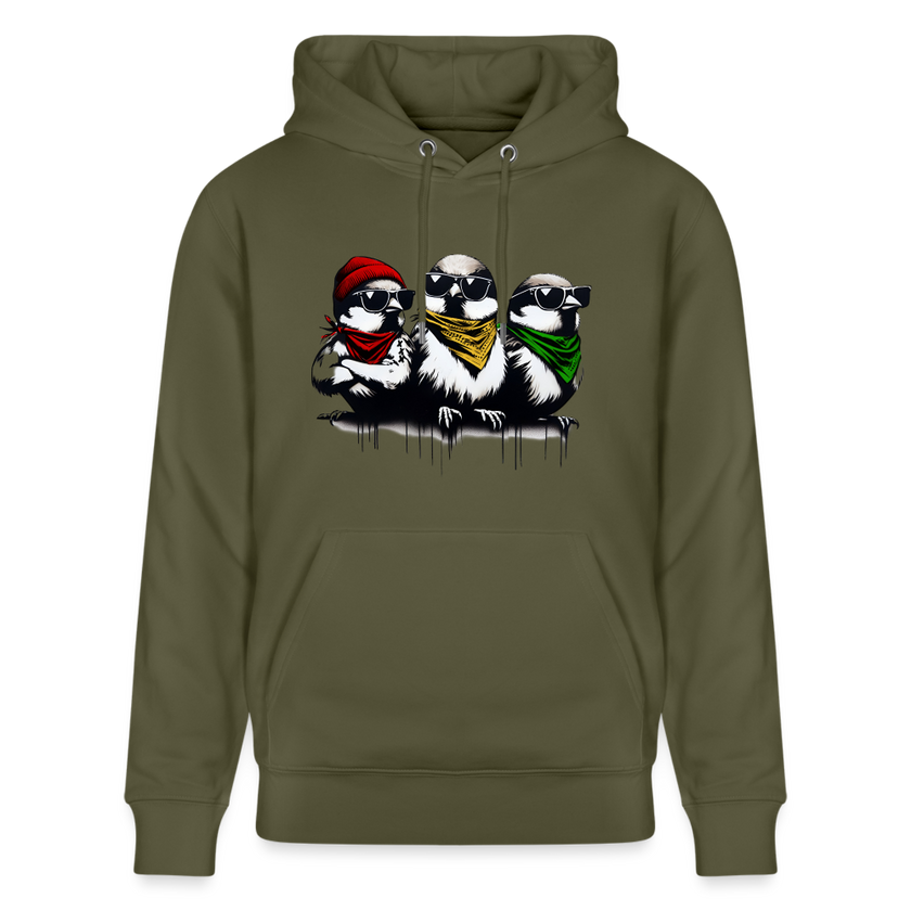 Three bad #ass little birds, bob Marley Amsterdam Uniseks bio-hoodie - kakigroen