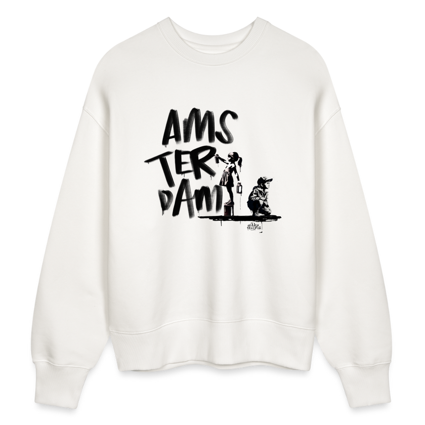 Boefjes Amsterdam. Uniseks oversize bio-sweater - OFF WHITE