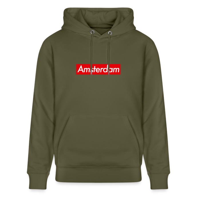 Amsterdam hoodie. Uniseks bio-hoodie. - kakigroen