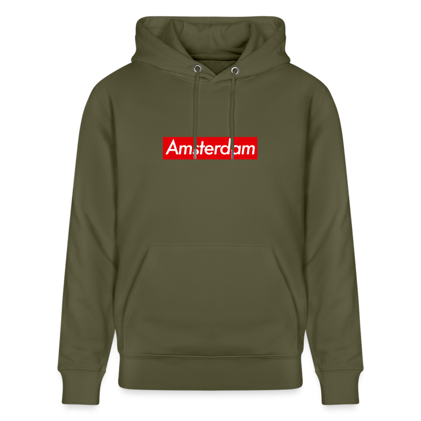 Amsterdam hoodie. Uniseks bio-hoodie. - kakigroen