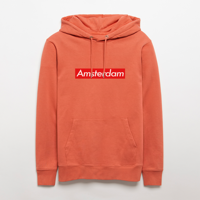 Amsterdam hoodie. Uniseks bio-hoodie. - lichtrood