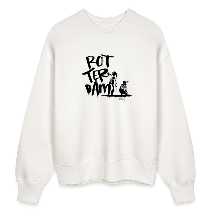 Boefjes Rotterdam. Uniseks oversize bio-sweater. - OFF WHITE