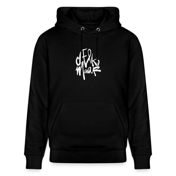 Witte letters Alkmaar trui. Uniseks bio-hoodie. - zwart