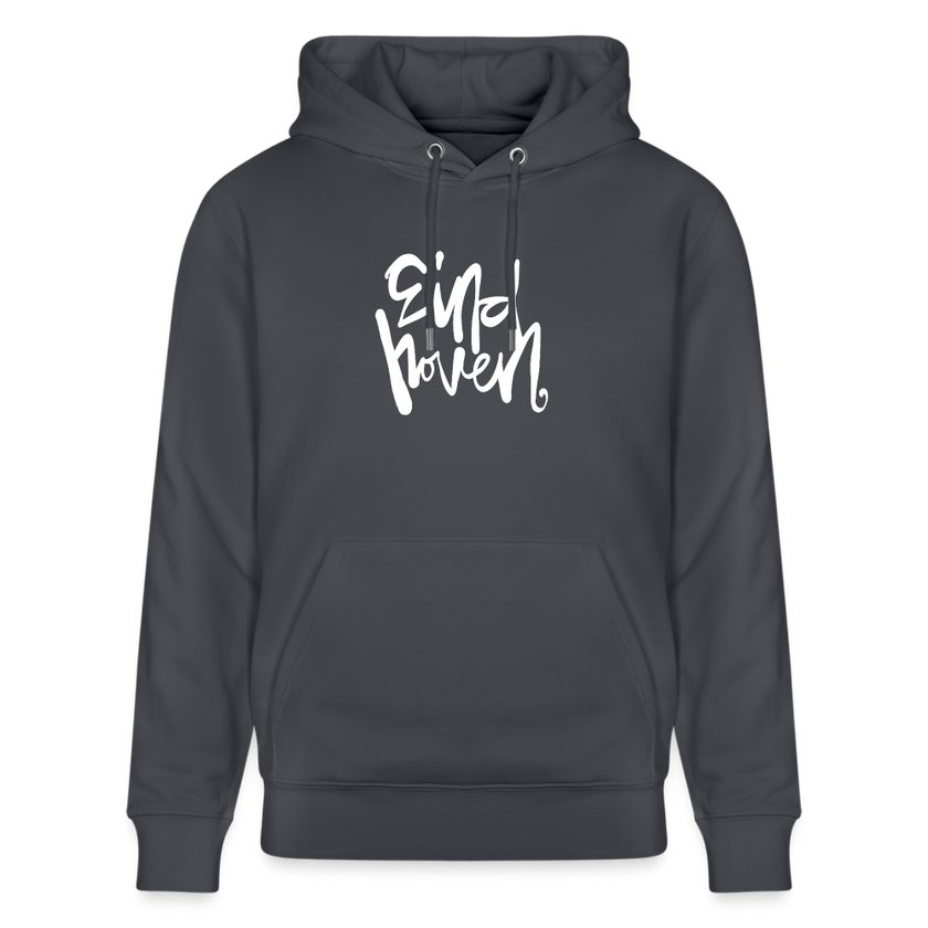 Witte letters Eindhoven trui. Uniseks bio-hoodie. - indigo