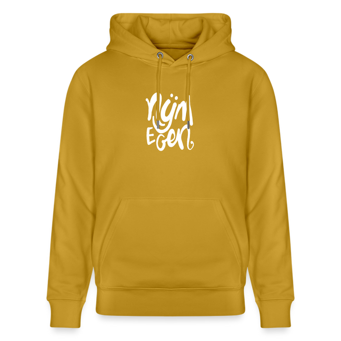 Witte letters Nijmegan trui. Uniseks bio-hoodie. - oker