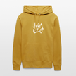 Witte letters Almelo trui. Uniseks bio-hoodie. - oker