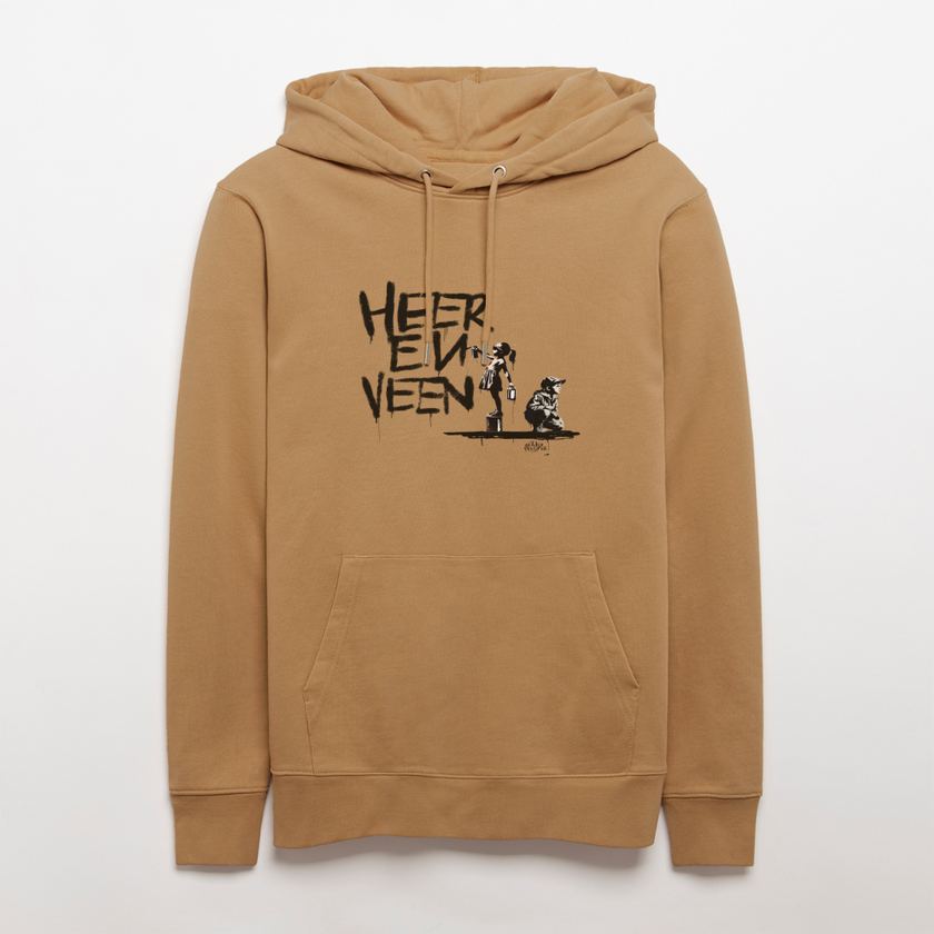 Boefjes Heerenveen. Uniseks bio-hoodie. - Latte