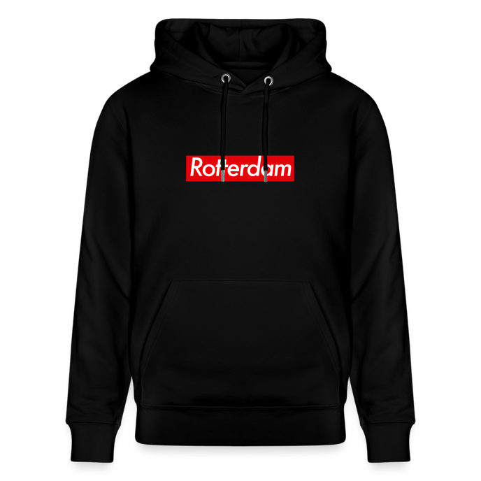 Rotterdam hoodie. Uniseks bio-hoodie. - zwart