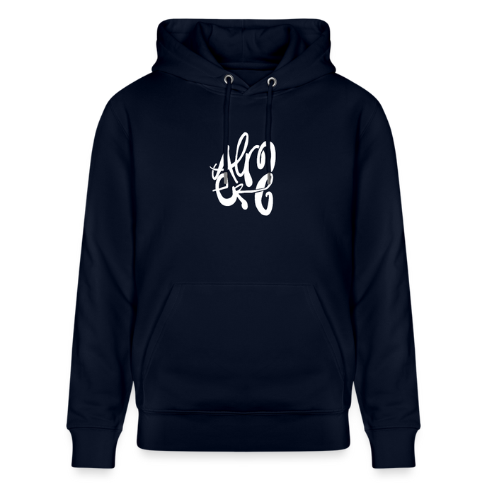 Witte letters Almere trui. Uniseks bio-hoodie. - marine