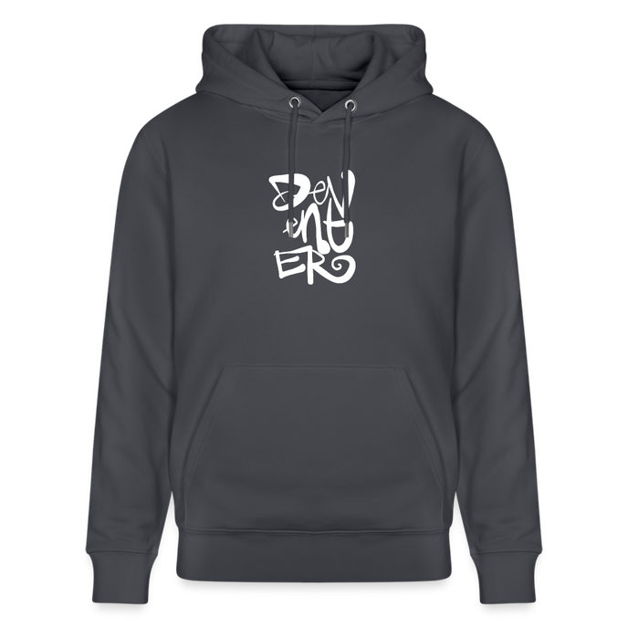 Witte letters Deventer trui. Uniseks bio-hoodie. - indigo