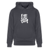 Witte letters Amsterdam trui. Uniseks bio-hoodie. - indigo