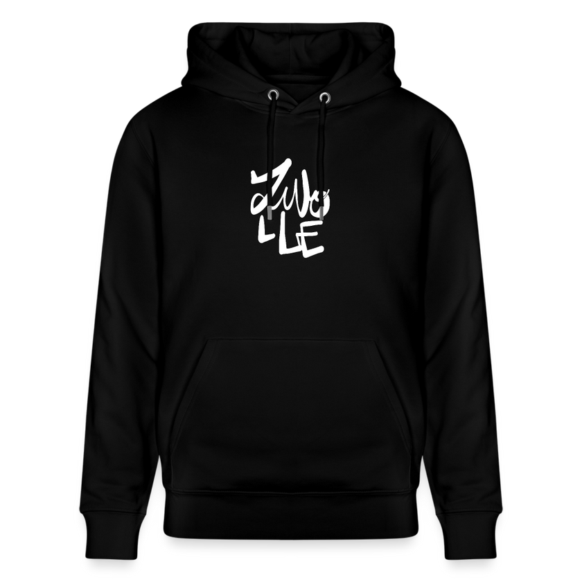 Witte letters Zwolle hoodie. Uniseks bio-hoodie. - zwart