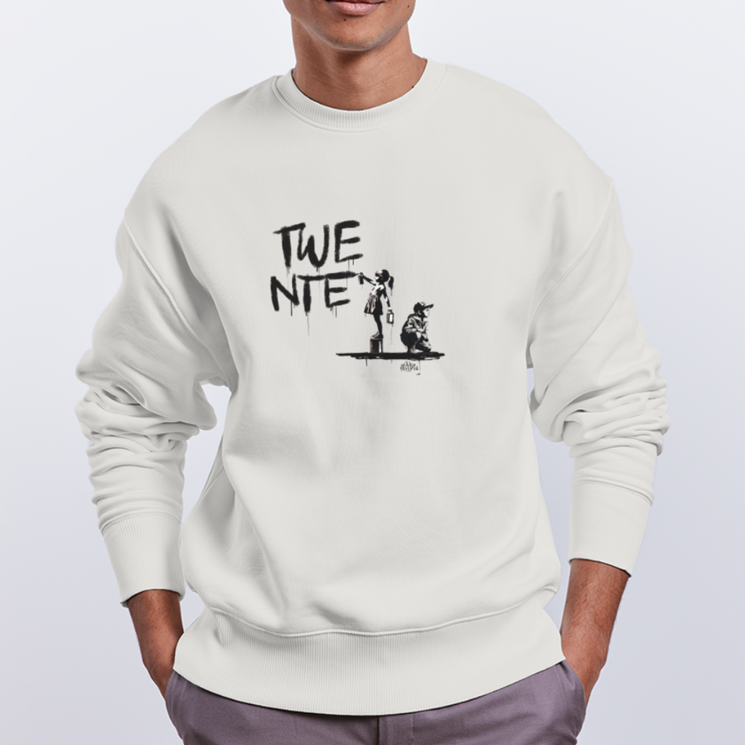 Boefjes Twente. Uniseks oversize bio-sweater. - OFF WHITE