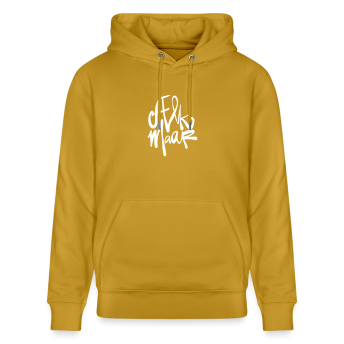 Witte letters Alkmaar trui. Uniseks bio-hoodie. - oker