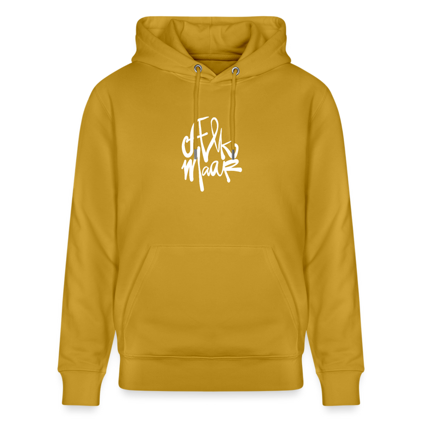 Witte letters Alkmaar trui. Uniseks bio-hoodie. - oker