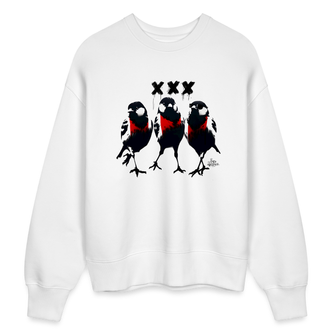 Three cool little birds Amsterdam Uniseks oversize bio-sweater - wit