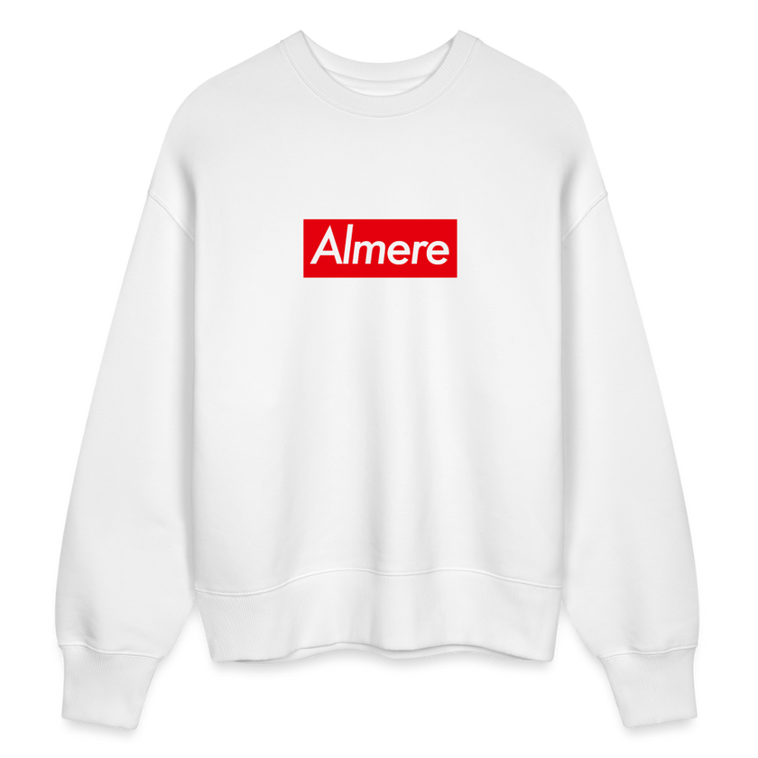 Almere trui. Uniseks oversize bio-sweater. - wit