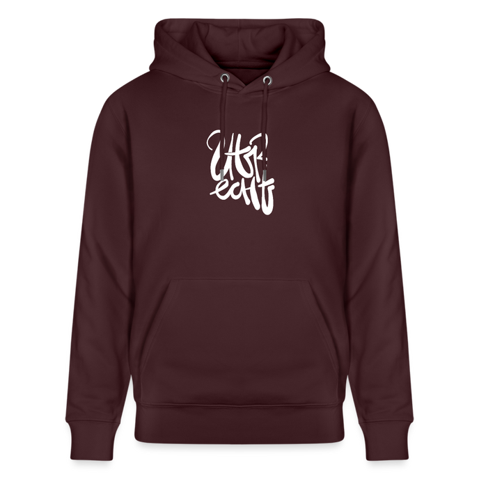 Witte letters Utrecht trui. Uniseks bio-hoodie. - maroon