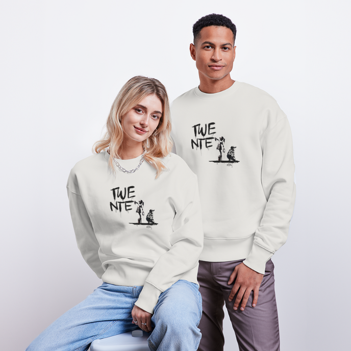 Boefjes Twente. Uniseks oversize bio-sweater. - OFF WHITE