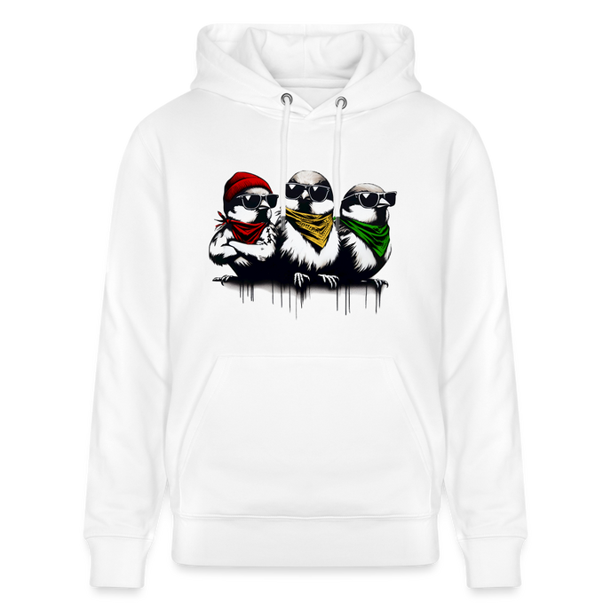 Three bad #ass little birds, bob Marley Amsterdam Uniseks bio-hoodie - wit