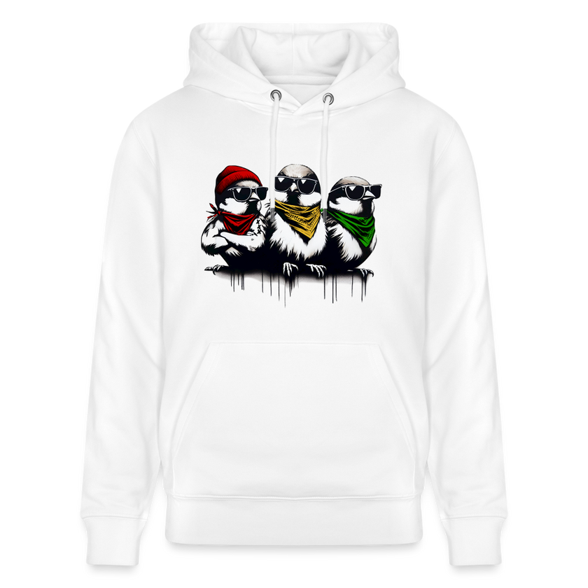 Three bad #ass little birds, bob Marley Amsterdam Uniseks bio-hoodie - wit