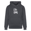 Witte letters Rotterdam trui. Uniseks bio-hoodie. - indigo