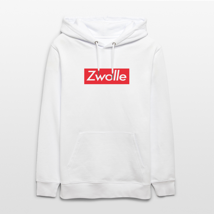 Zwolle hoodie. Uniseks bio-hoodie. - wit