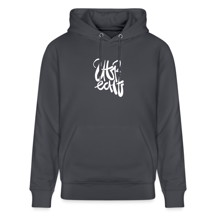 Witte letters Utrecht trui. Uniseks bio-hoodie. - indigo