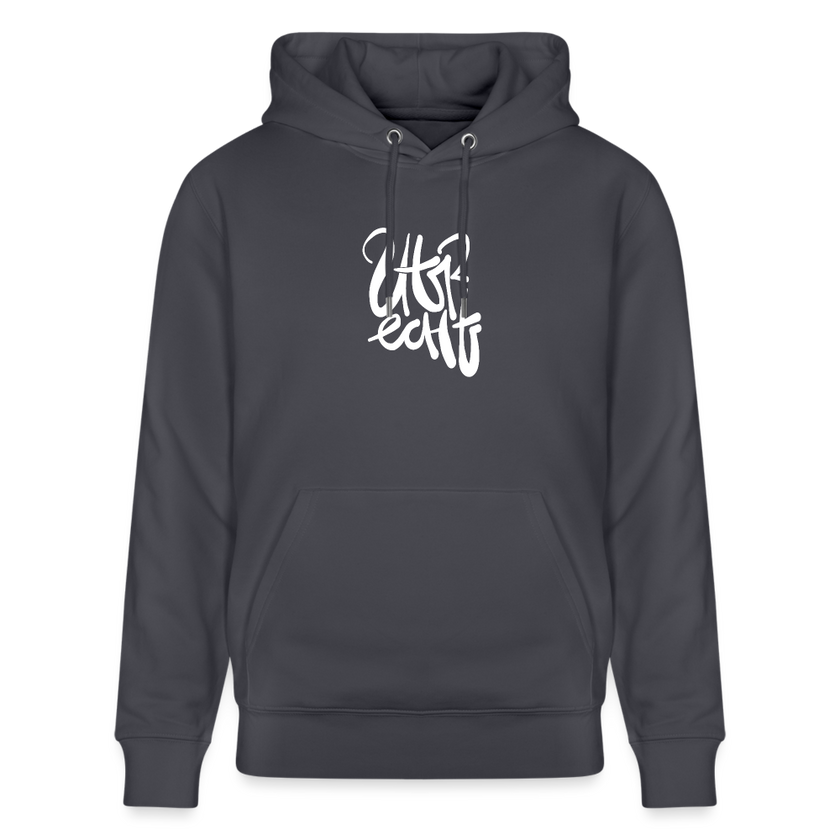 Witte letters Utrecht trui. Uniseks bio-hoodie. - indigo