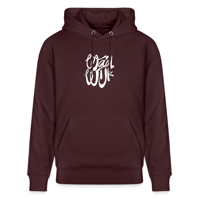 Witte letters Waalwijk hoodies. Uniseks bio-hoodie. - maroon