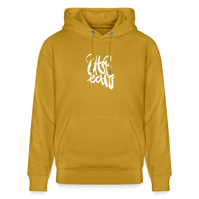 Witte letters Utrecht trui. Uniseks bio-hoodie. - oker