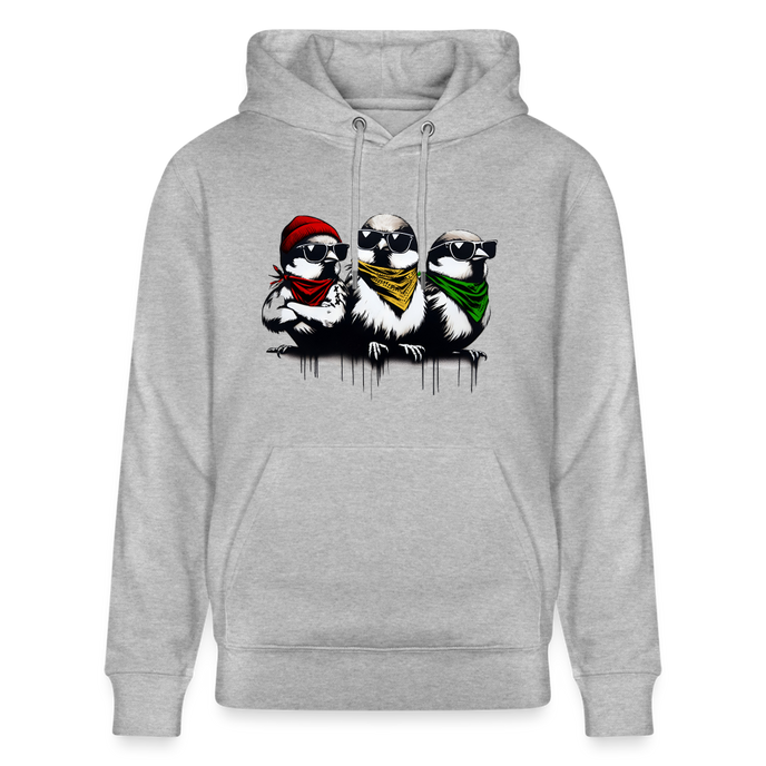 Three bad #ass little birds, bob Marley Amsterdam Uniseks bio-hoodie - grijs gemêleerd