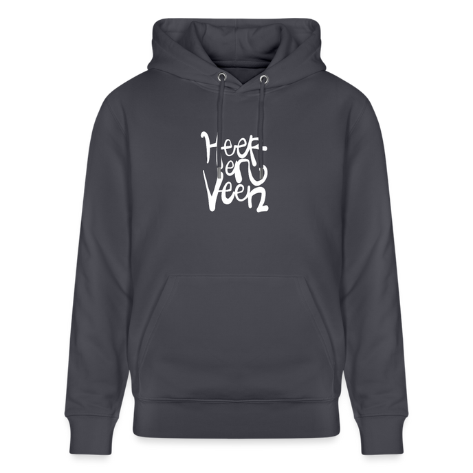 Witte letters Heerenveen trui. Uniseks bio-hoodie. - indigo