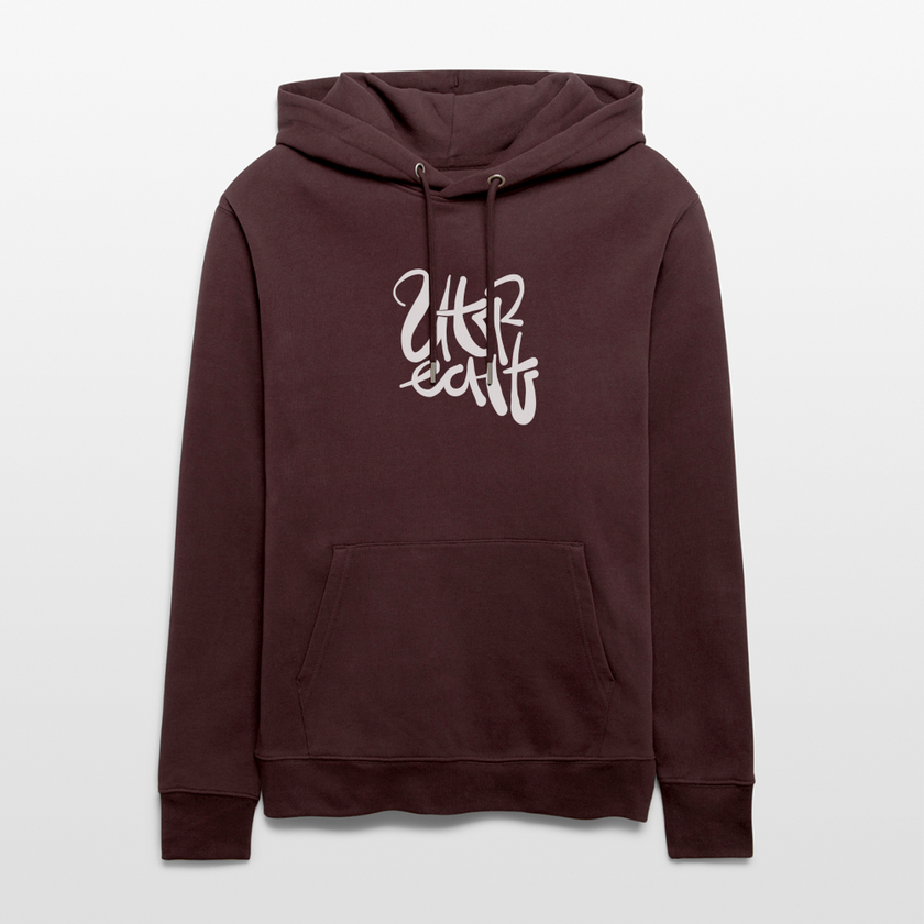 Witte letters Utrecht trui. Uniseks bio-hoodie. - maroon