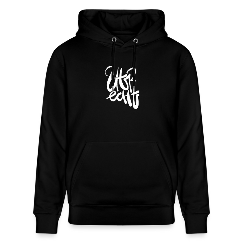 Witte letters Utrecht trui. Uniseks bio-hoodie. - zwart