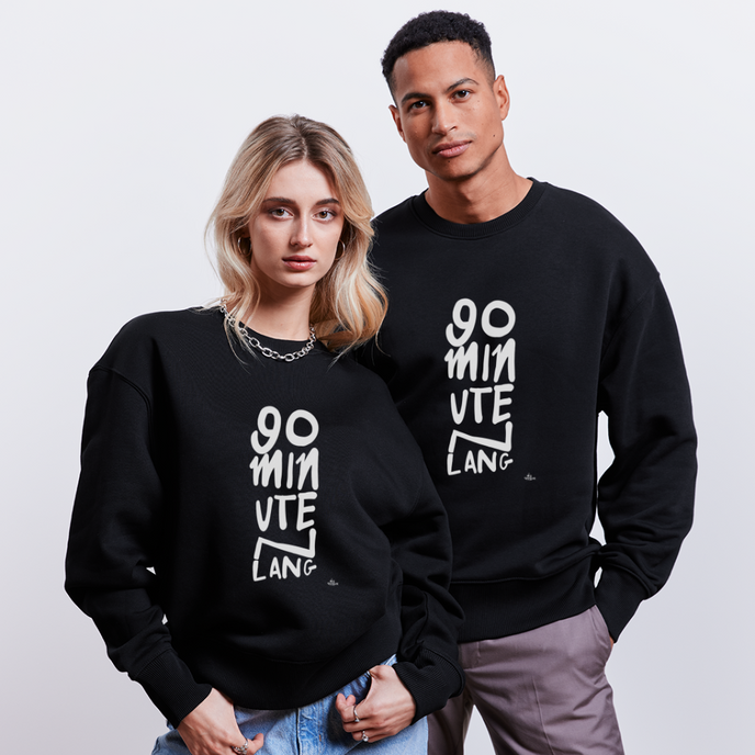 90 minuten lang. Trui. Unisex Oversize Organic Sweatshirt - zwart