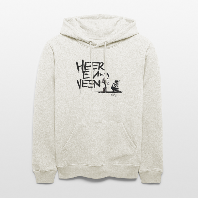 Boefjes Heerenveen. Uniseks bio-hoodie. - beige gemêleerd