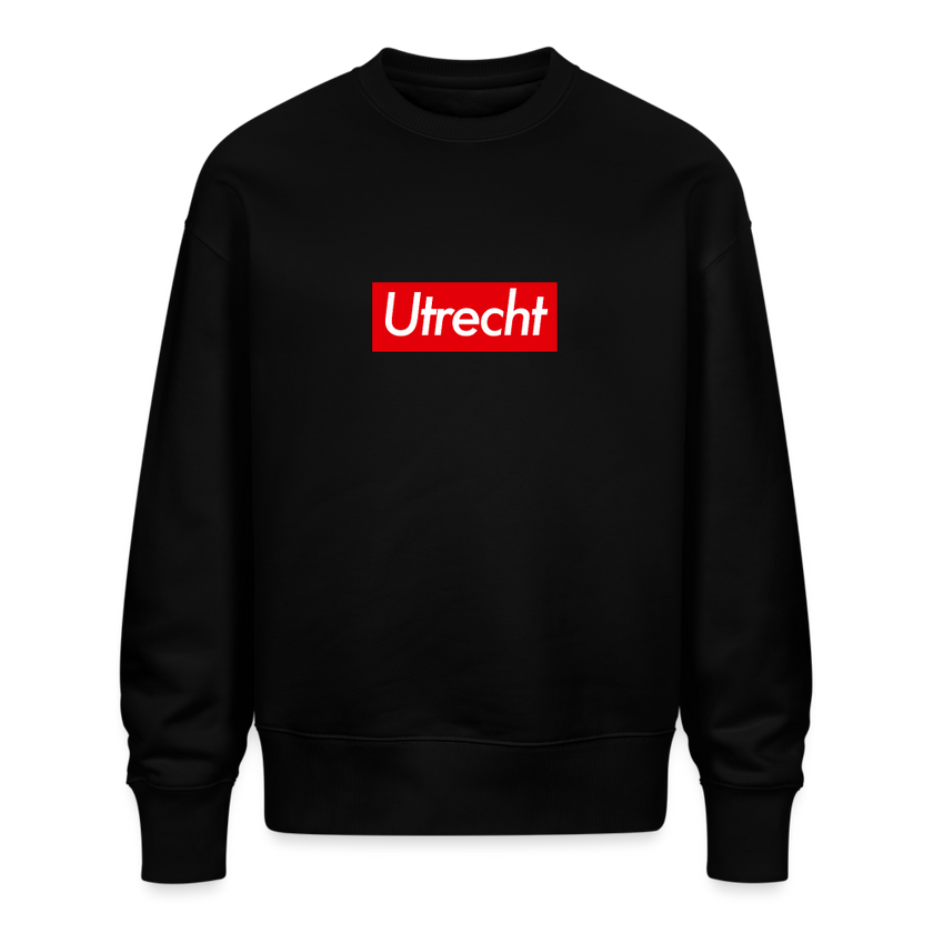 Utrecht trui. Uniseks oversize bio-sweater. - zwart