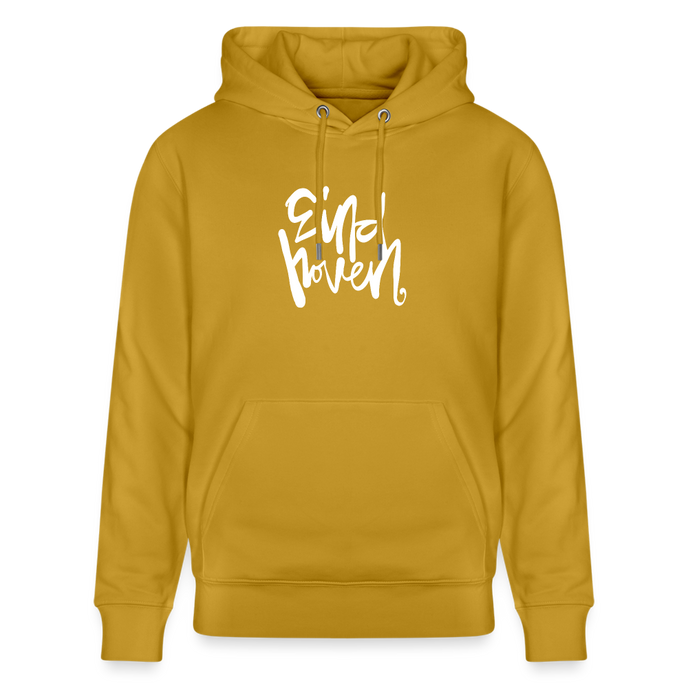 Witte letters Eindhoven trui. Uniseks bio-hoodie. - oker