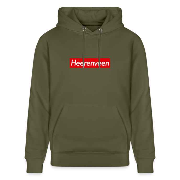 Heerenveen hoodie. Uniseks bio-hoodie. - kakigroen