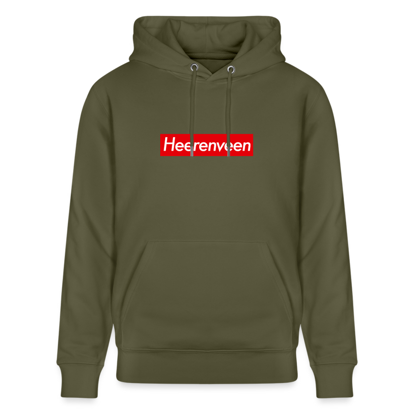 Heerenveen hoodie. Uniseks bio-hoodie. - kakigroen