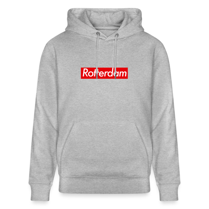 Rotterdam hoodie. Uniseks bio-hoodie. - grijs gemêleerd