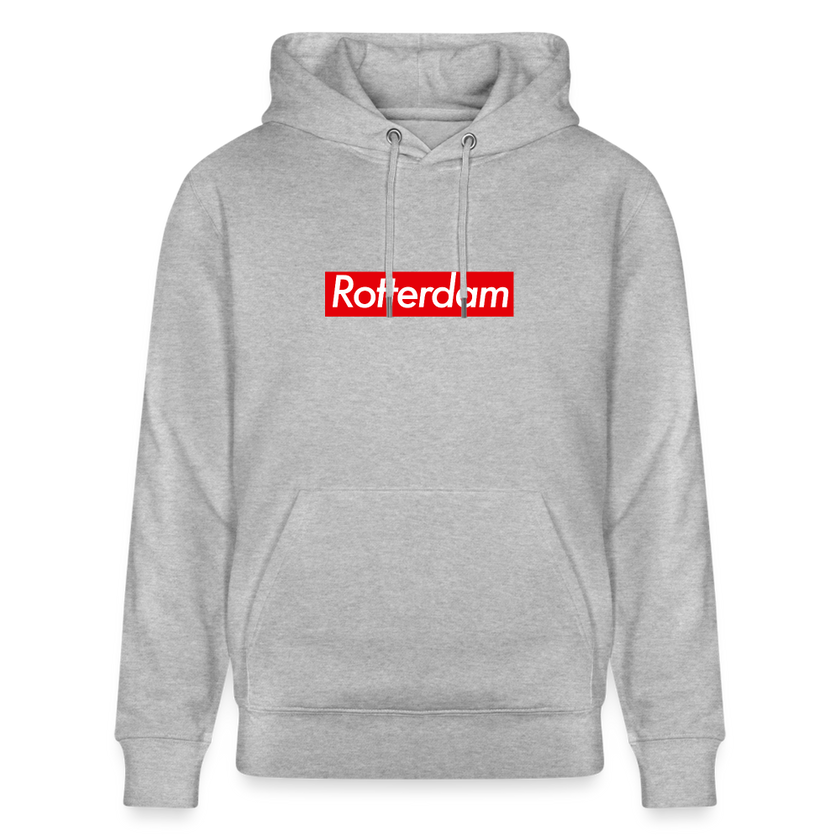 Rotterdam hoodie. Uniseks bio-hoodie. - grijs gemêleerd