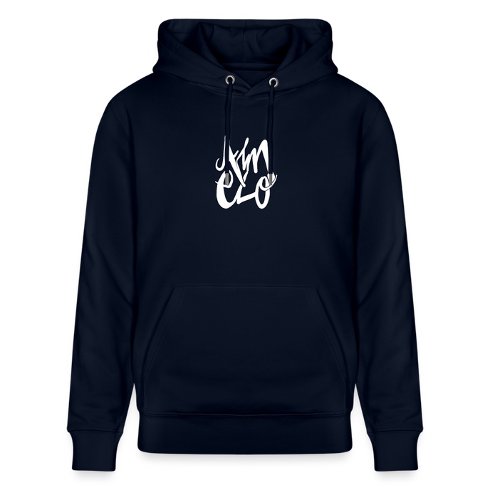 Witte letters Almelo trui. Uniseks bio-hoodie. - marine