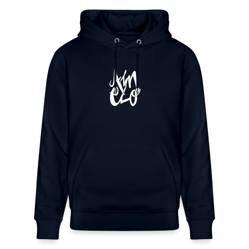 Witte letters Almelo trui. Uniseks bio-hoodie. - marine