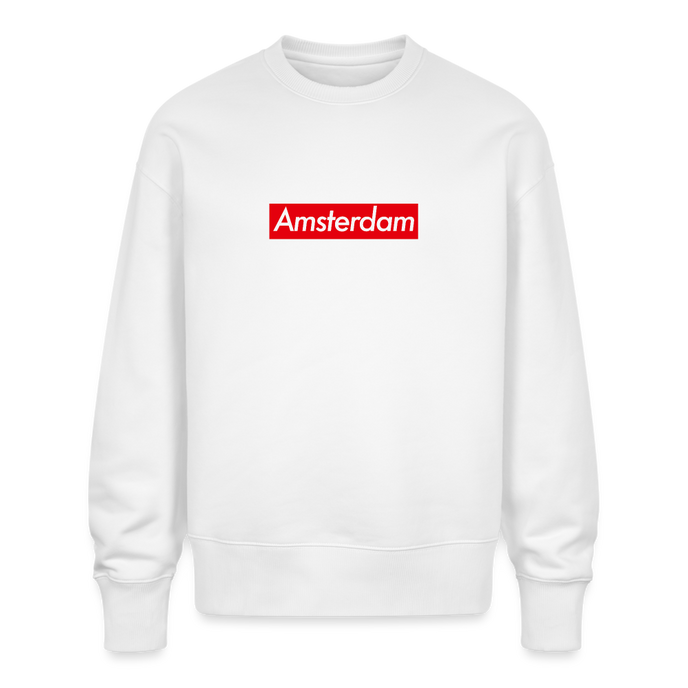 Amsterdam trui . Uniseks oversize bio-sweater . - wit